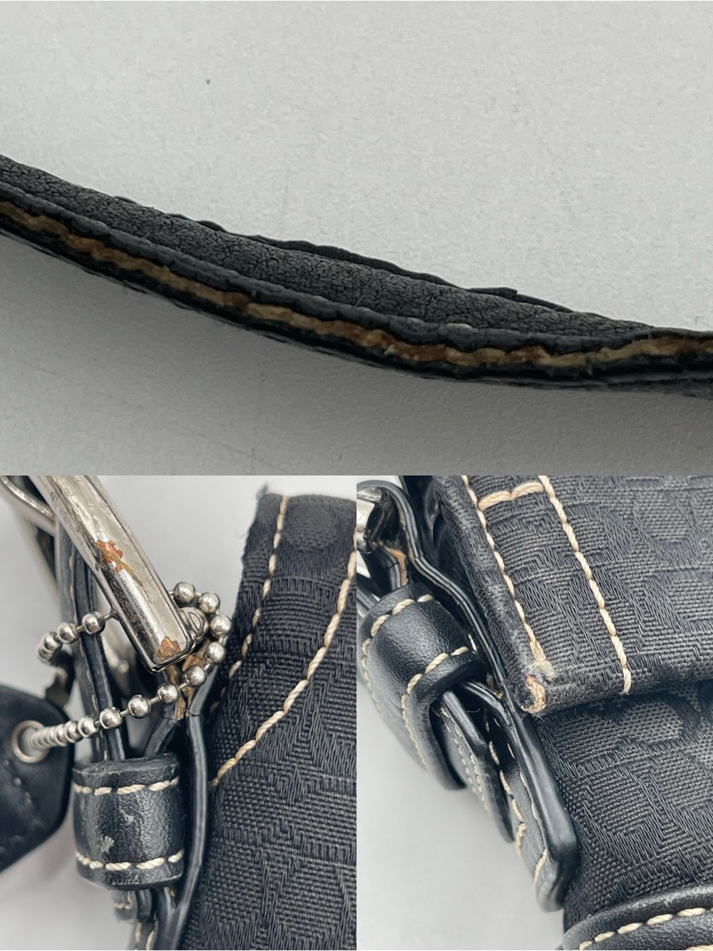Vtg Y2K Coach Small Soho Signature C Black Canvas Shoulder Bag Hobo Leather - Picture 15 of 15